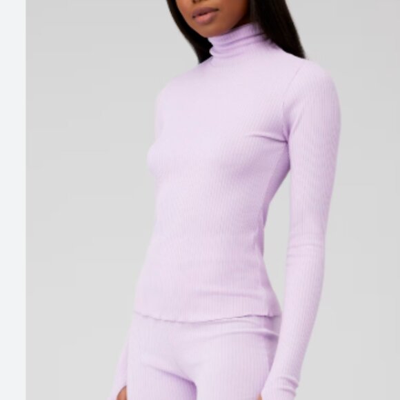 NWT NEW Show Me Your Mumu Turtleneck Layer Up Rib Knit Top Lilac Size XS - Picture 1 of 3